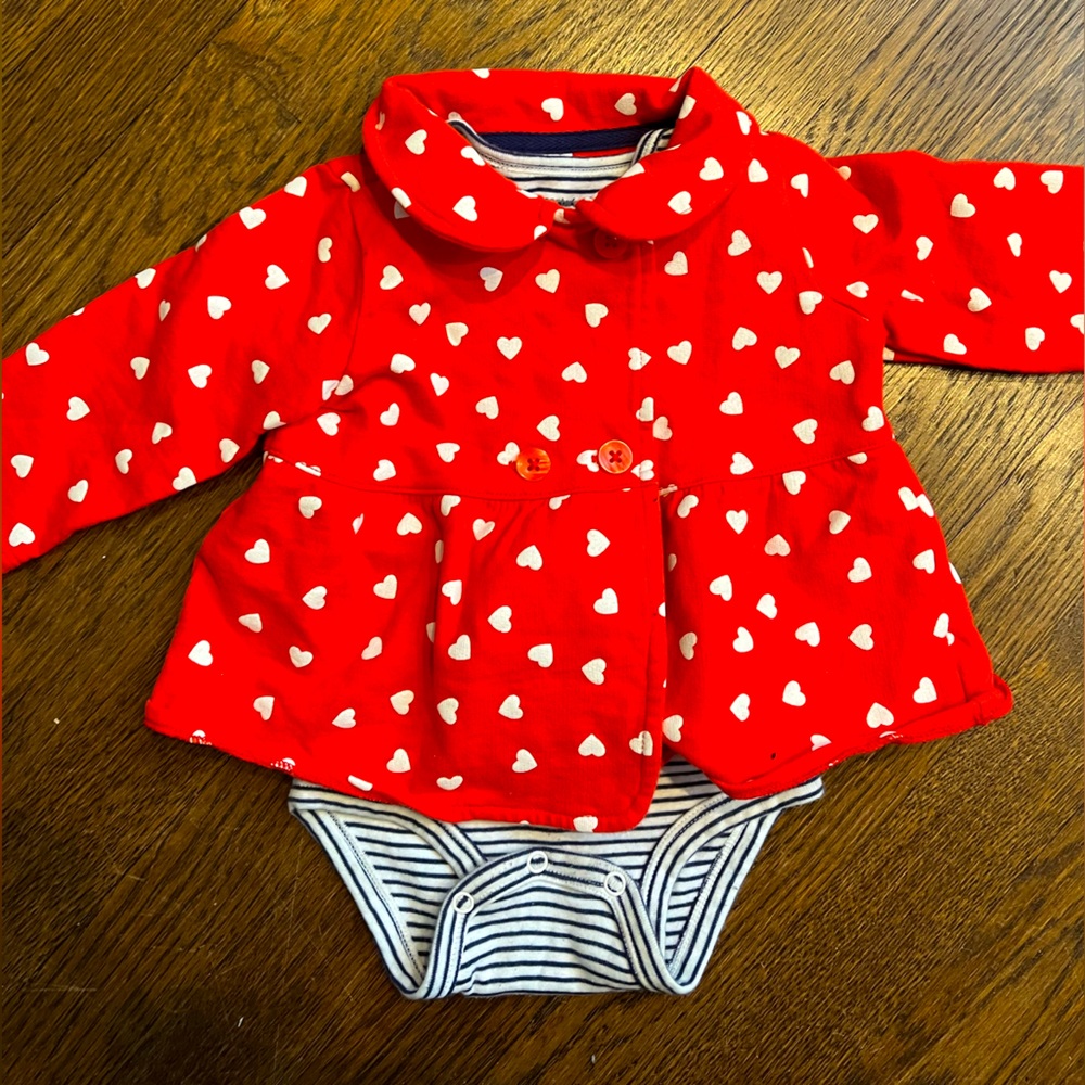 Baby girl jacket and onesie. Size 12 months.